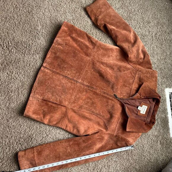 VTG St. John’s Bay Washable Suede Jacket Rust Brown Zip Front XL - Picture 14 of 15